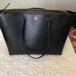 EUC Tory Burch Black Leather Tote